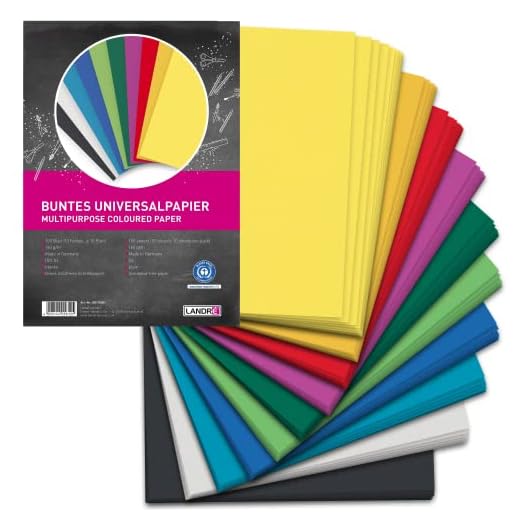 Landré 100 Blatt A4 buntes Ton-Papier, 160g/m², DIY- Material, 10 Farben