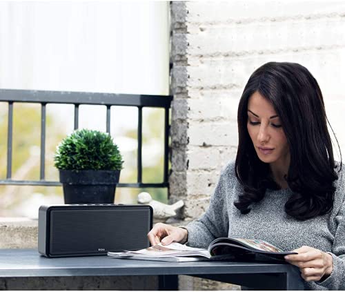 Altavoz Bluetooth, DOSS SoundBox XL 32W Bluetooth Home Speakers, tecnología DSP con subwoofer 12W, emparejamiento estéreo inalámbrico, altavoces para fiestas en interiores , negro