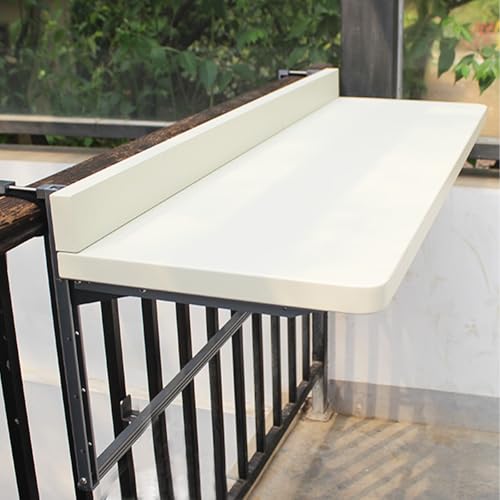 Tavolo da balcone pieghevole multifunzione da appendere per interni ed esterni, tavolo da ringhiera bianco per giardino e balcone, design salvaspazio