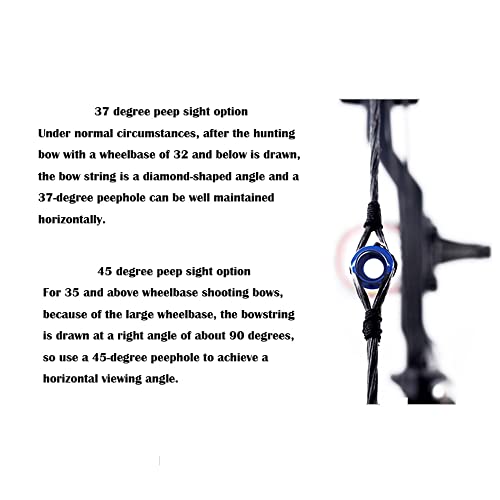Ameyxgs Archery 37/45 Degree Hooded Peep Sight Compound Bow Peep Sight Inner Core 6X 8X Clarifier Aperture Lens Kits (Black, 37Degree 8X) #TOP1