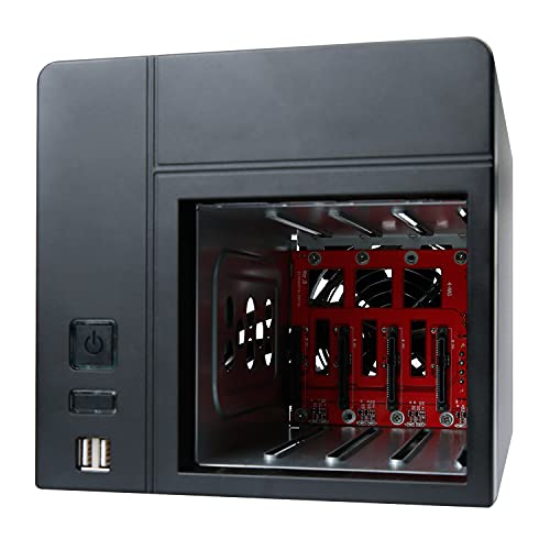 Image of Mini-ITX NAS PC K3 Chassis, 4 Bay DIY Computer Case, Compatible with PSU Flex&MB ITX, 4 x 2.5 /3.5 inch Tray, Network Attached Storage Enclosure with 2 Front USB Ports and 1x12cm Back Chassis Fan