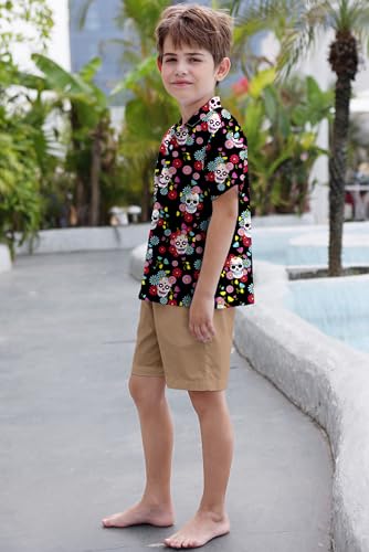 Cromoncent Men's & Boys' Funky Cuban Collar Shirt, Breathable Button-Up Summer Beach Shirt for Vacation4