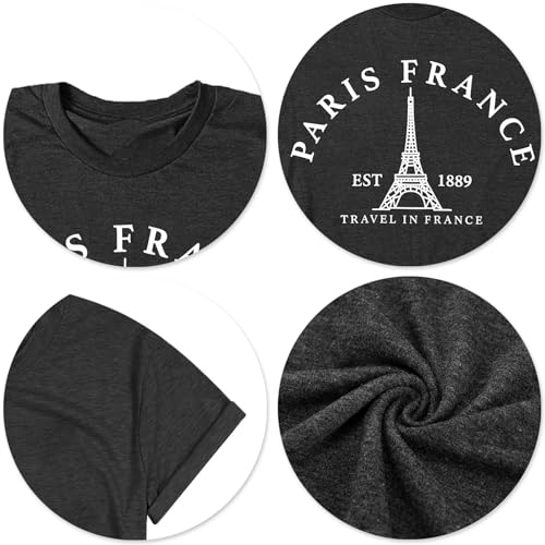Image of Paris France Shirt Women Eiffel Tower T Shirt Travel in France Tshirts Vacation Tees Paris Tops