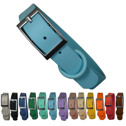 Frankley OG Dog Collar – Waterproof, Odour-Resistant & Easy to Clean – Adjustable PVC Dog Collar for Active Dogs – BioThane-Style – Small & Large Sizes – 10 Colours (Glacier Blue, Medium)
