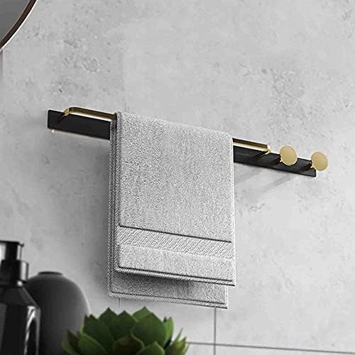 Towel Hanger No Drilling Towel Rack Adhesive Towel Rail Hook Wall Mounted Copper Single Rod for Kitchen om-Black a