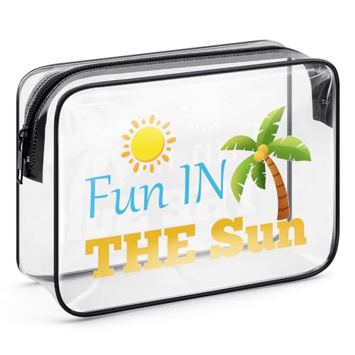 Beach Lover Gift Beach Clear Makeup Bag Gift for Women Summer Lovers Gift Travel Trip Gifts Beach Supplies Zipper Cosmetic Toiletry Pouch Birthday Christmas Graduation Gift for Girl Teens Beach Lover