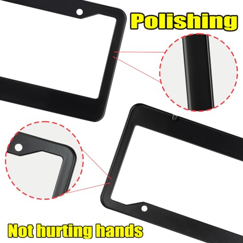 Oklpf OK0518 2 Pack Matte Black Aluminum License Plate Frames-2 Holes Metal Universal Car License Plate Holder thumb #2
