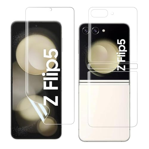 Image of EZ-GLAZ 4-in-1 Screen Protector for Samsung Galaxy Z Flip 5 | Full Body Protection (Inner Display + Back Panel + Cover Screen + Hinge) | HD Clear Flexible Film | Bubble-Free Installation | Scratch Resistant
