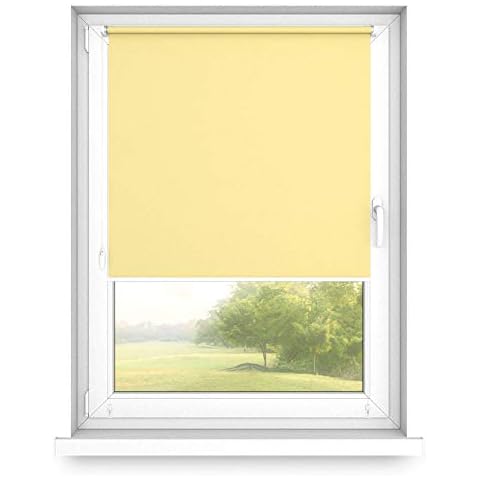 Roller Blinds non-invasion free-hanging made to measure 12 colours 24 sizes, 700x1800mm, Sunflower, White Equipment, Left-side control Cover