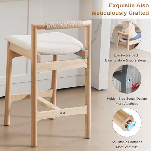 Image of Zesthouse Wood Counter Stools with Woven Paper Cord Accent Back, Set of 4