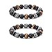 GANMFOYC 2 bracelet triple protection oeil de tigre, emballage flanelle hématite perle et noir obsidienne + cordon élastique 1 rouleau