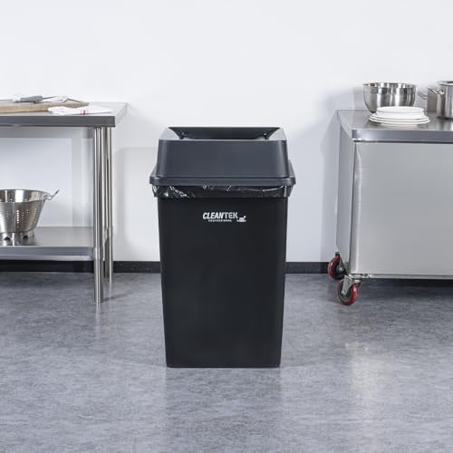 Restaurantware-LID ONLY: Clean Tek Professional Trash Can Lid, 1 Swing Top Cover - Trash Bin Sold Separately, Square Shape, Black Plastic, for Garbage Can, Heavy-Duty, for Indoor and Outdoor by Restaurantware - Image 4