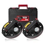 TQPXZO 2 Set 8" Vacuum Suction Cup Glass Lifter with Pressure Gauge, Tile Lifter, Vacuum Suction Lifter, Max. Load Capacity 230 kg, Suction Lifter for Tiles, Glass, Laminate with Portable Tool Box