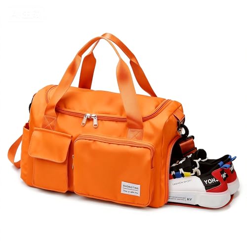 Image of Small Gym Bag for Women, Travel Duffle Bag Carry On Weekender Bag with Shoe Compartment