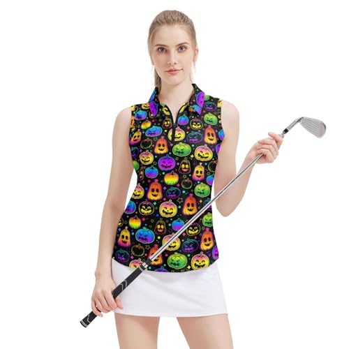 Women's Sleeveless Polo Shirts Zip Tennis Tank Tops Quick Dry Moisture Wicking Golf Shirt3