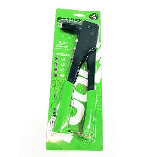 DARIT SMASH Professional 9.5 Inch Hand RIVETER Pop Rivet GUN with High Carbon Steel 240 mm 9.5" With 4 Nozzles 2.4mm,3.2mm, 4.0mm, 4.8mm