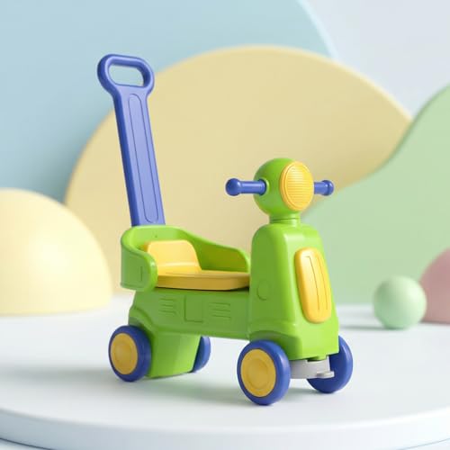 Image of Amazon Brand - Jam & Honey Toddler Scooter Ride-On with Parental Handle | 18+ Months | Wide Wheels for Stability | Ergonomic Seat | BIS Certified | Green & Blue