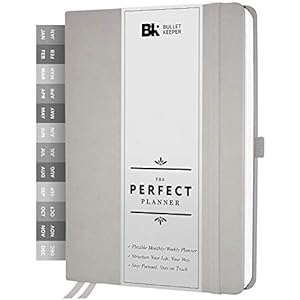 BK UNDATED Yearly Weekly/Monthly Planner 2024-25 Daily Planner Agenda & Personal Organizer to Increase Productivity, Academic Planner w/Sticker Set. A5 (5.8 x 8.3) – Gray Hardcover