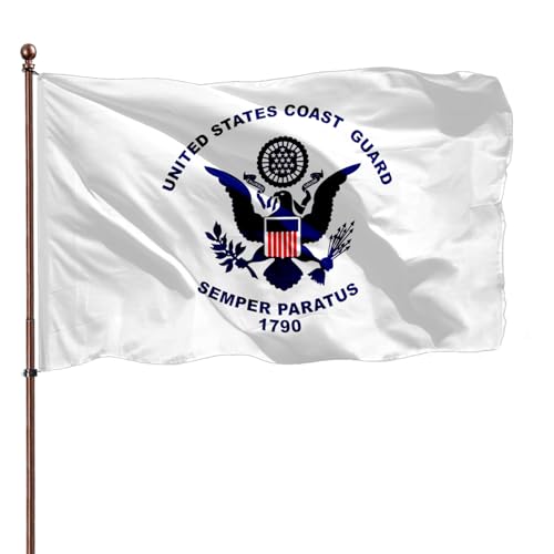 Double Sided US Coast Guard USCG Flag 3x5 Outdoor- 3Ply 240D 4 Rows Stitched- United States 3x5 Coast Guard Flag- UV Fade Resistant With Canvas Header & 2 Brass Grommets