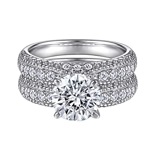 Bague fiançaille zircon argent 925 anti-ternissement sertie pour éviter la perte