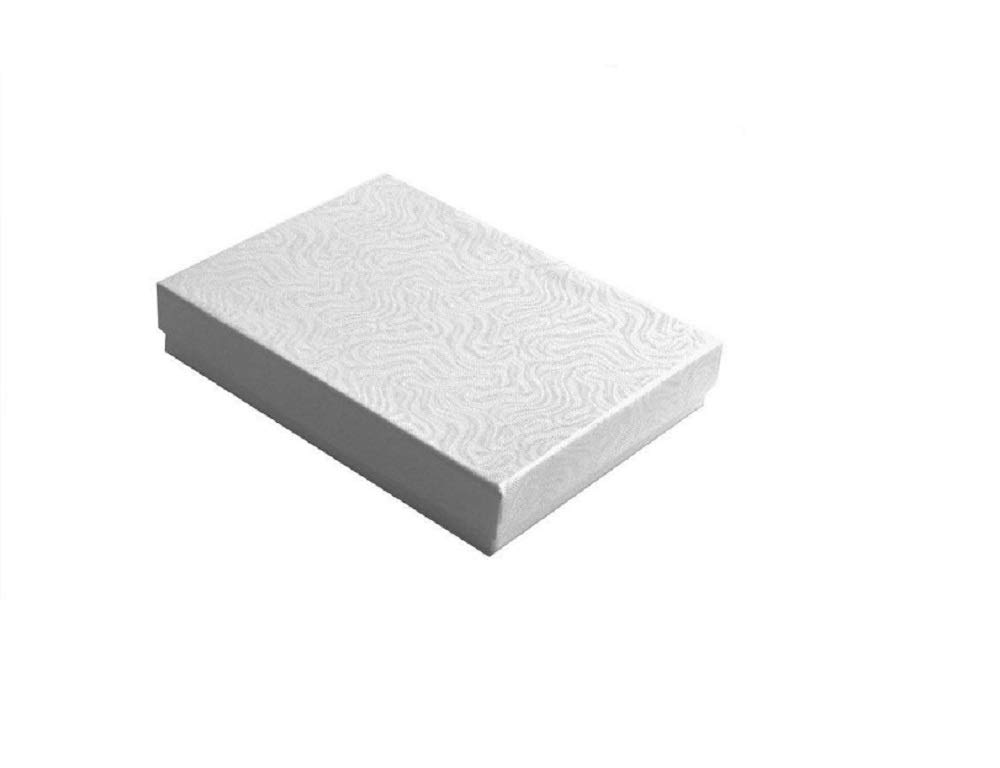 RJ Displays6 Pack Cotton Filled Swirl White Color Jewelry Necklace Bracelets Watch Gift and Retail Boxes Size 5.25 X 3.75 X 1 Inch - by R J Displays