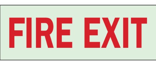Brady 80294 Glow-In-The-Dark Plastic Glow-In-The-Dark Fire & Exit Sign, 3.500" X 10", Legend "Fire Exit"