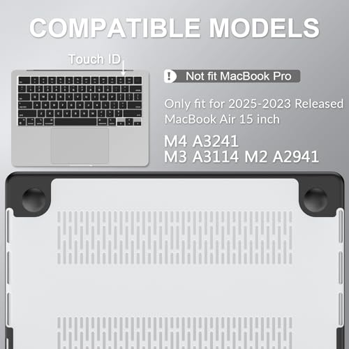 Image of AKIT Case for MacBook Air 15 Inch M5 M4 M3 M2 Chip 2026-2023, Clear | A3448 A3241 A3114 A2941,3 in 1 Kit,[Anti-Cracking] Scratches&Fingerprints Resistant TPU Bumper Shell,Work,Study,Vacation