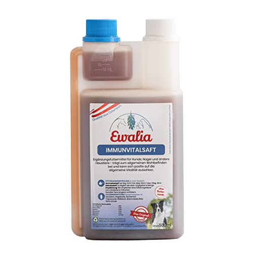 EWALIA Immunvitalsaft | 500 ml | Ergänzungsfuttermittel für Hunde | Mit Hagebutte & Sonnenhut