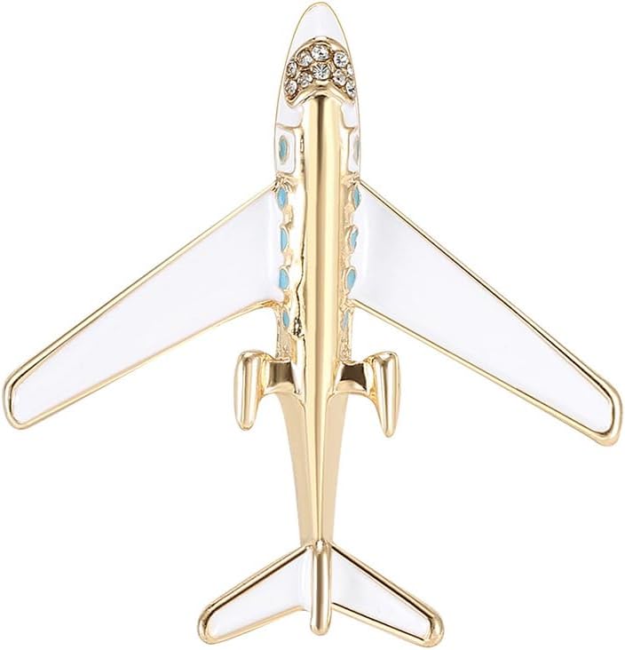 Fashion Airplane Brooch Pin Crystal Cubic Zirconia Plane Aircarft Enamel Lapel Pins Clip Collar Sweater Hat Jacket Backpack Brooches Pins Dainty Jewelry Gifts for Women Girls