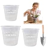 Vetin 10 Stück Orchideentopf-Set, 9 transparente Plastik-Blumentöpfe