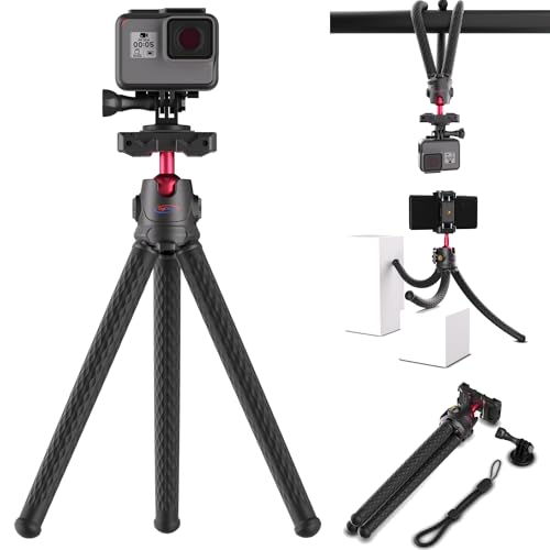 Digicharge 12’’ Flexible Tripod for GoPro Lit Hero, Hero13 13, Max 2 Hero12 12 DJI Osmo Action 5 Pro Bendable Action Cam - Detailed View