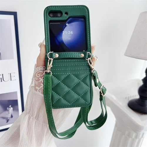 Étui portefeuille cuir Galaxy Z Flip6 vert avec housse protection antichoc