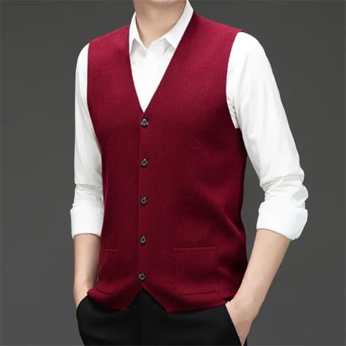 Vsadsau Men Warm Knit Sweaters Vest Button V-Neck Sleeveless Waistcoat Thick Casual Business Tank Top3