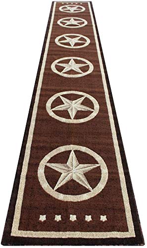 Texas Star Long Runner Area Rug Dark Brown & Beige Design 5457