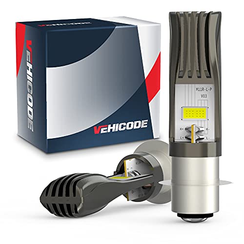 VehiCode H6M LED Motorcycle Headlight Bulb P15D LED Bulb 6000K White Hi/lo Beam Light Headlamp Kit AC&DC 9-80V P15D-25-1 Base for Yamaha ATV YFM350 400 450 660 700 Raptor Grizzly YFZ (2 Pack)
