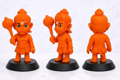 Image of Hanuman Dashboard Idol for Car | Premium Resin Hindu God Murti | Double-Sided Tape Base | Vastu & Spiritual Protection | Home Temple & Car Decor | Gift for Festivals | Kesari Color