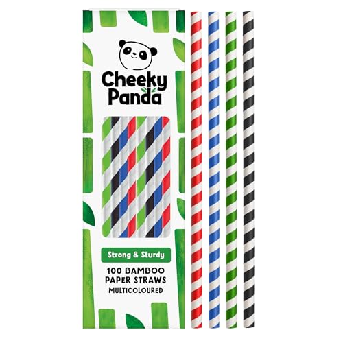The Cheeky Panda Pailles Carton Jetables | Multicolores | Lot de 100 Paille Bambou