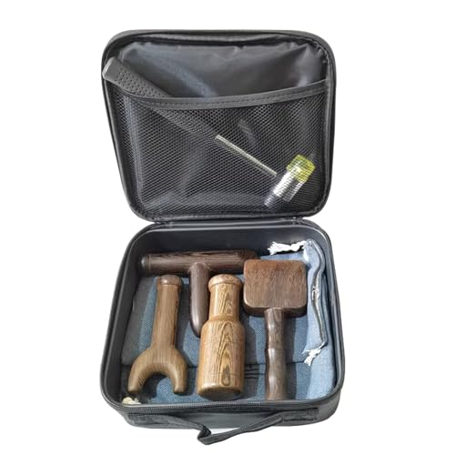Taeoksn Masajeador de Fisioterapia quiropráctico, Juego de Herramientas de Masaje quiropráctico para Columna Vertebral de Madera para Uso doméstico,con Caja de Almacenamiento(A Set)