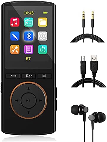 MP3 Player 64GB with Bluetooth,HiFi,Sport,Line-in rip Music, Lossless Sound, Sleep Timer, FM, Long Battery Life(Black) (Black)