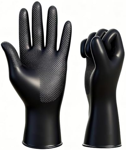 2Pcs Hair Dye Gloves, Black Reusable Rubber Gloves, Professional Hair Coloring Accessories for Hair Salon Dyeing