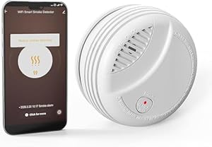 Smart WLAN-Rauchmelder mit App-Photoelektrischer Vernetzbarer Funk-Brandmelder, 10 Jahre Sensor | 85dB Feuermelder | EN 14604 | 360-Grad-Rundumtest | Austauschbare Batterie | Test/Stummschaltungstaste