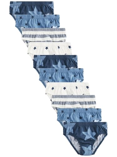 NEXT Garçon Slips, Lot de 10 Étoiles et Rayures Bleues 18 Mois-24 Mois