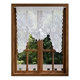 Jayla White Semi-Sheer Floral Lace Curtain Swag for Kitchen Half Window Bathroom Decoration Rod Pocket,59 x 39 Inch, 1 Panel