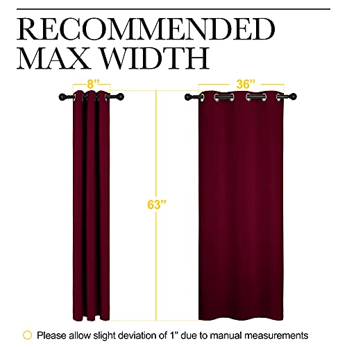 Image of NICETOWN Blackout Curtains for Bedroom, Window Room Darkning Curtains /Drapes, Cold and Heat Reduction Curtains for Kitchen Living Room (Wine Red, 2 Panels, W42 x L63 inches)