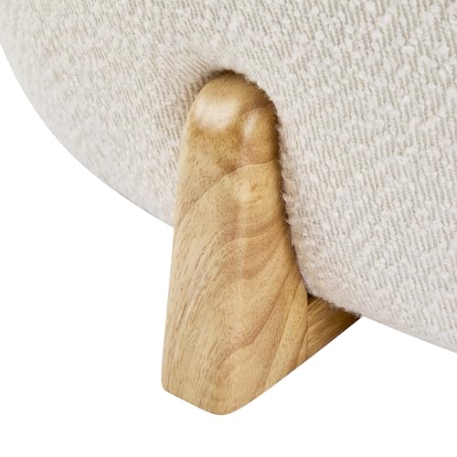 Christopher Knight Home Tatia Modern Boucle Upholstered Ottoman Coffee Table, Multi-Functional Sofa Footrest with Wooden Frame, Extra Seating for Living Room, Bedroom, Entryway, White+Natural by Christopher Knight Home - Image 5