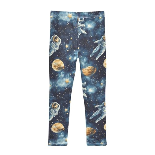 Starry Sky Watercolor Planet Space Astronauts Girls Leggings Kids Yoga Pants Dance Active Tights 4T2