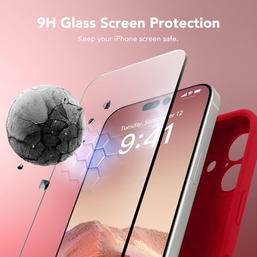 Image of Magnetic for iPhone 16 Case, Compatible with MagSafe, [Screen Protector + Full Camera Protection], Silicone Shockproof Anti-Scratch Protective Phone Case for iPhone 16 6.1 inch, Deep Red