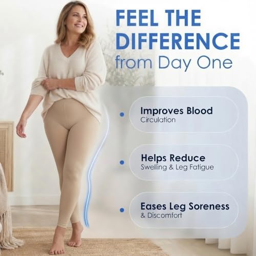 Image of ABSOLUTE SUPPORT Women Compression Leggings 20-30mmHg, Beige, 5X-Large