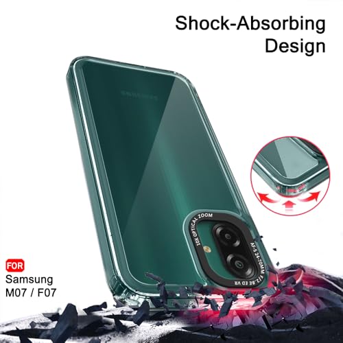 Image of TheGiftKart Hybrid Shockproof Back Cover Case for Samsung Galaxy M07 / F07 | Stylish Camera Border | Electroplated Buttons | Crystal Clear Hard Back Cover Case (TPU & PC, Transparent Bumper)