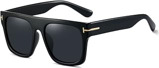 Allt Unisex Large Square Optical Eyewear Non-prescription Eyeglasses Flat Top Clear Lens Glasses Frames, Black/Dark Grey Lens, Large